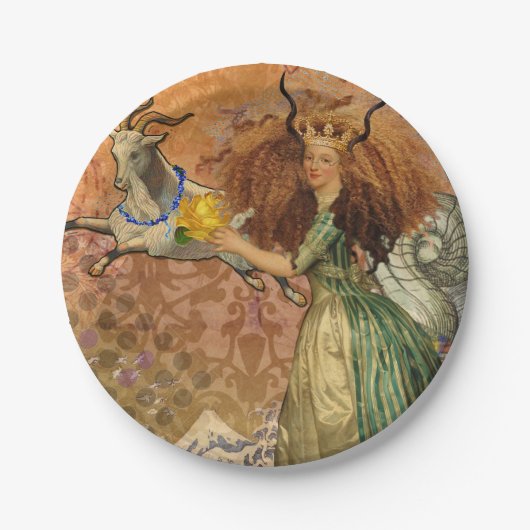 山羊座女性ヤギお洒落おもしろい ペーパープレート (正面)