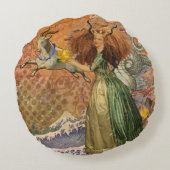 山羊座女性ヤギお洒落おもしろい ラウンドクッション (裏面)