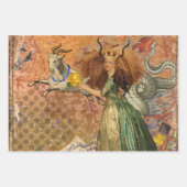 山羊座女性ヤギお洒落おもしろい ラッピングペーパーシート (正面)