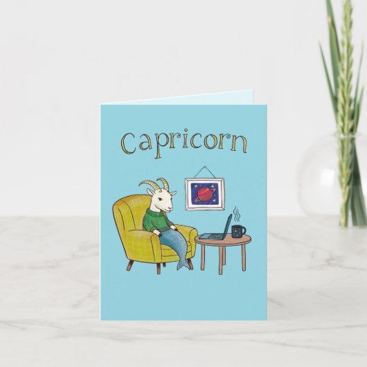 山羊座星印シーヤギ〔占星術の〕十二宮図星 サンキューカード (正面)