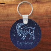 山羊座星座と星付き〔占星術の〕十二宮図サイン キーホルダー (正面)