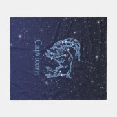 山羊座星座と星付き〔占星術の〕十二宮図サイン フリースブランケット (正面(横))