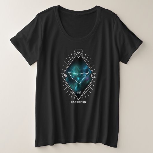 山羊座星座と〔占星術の〕十二宮図記号 プラスサイズTシャツ (デザイン正面)