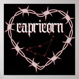 山羊座星座ゴシックダーク天文学 ポスター