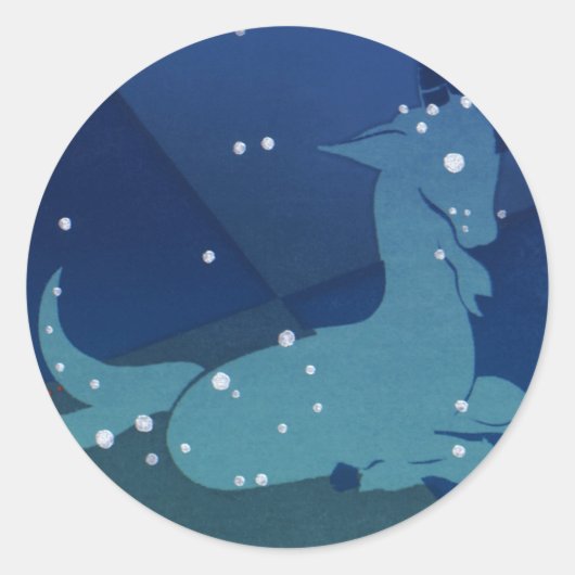 山羊座星座、ヴィンテージ〔占星術の〕十二宮図、占星術 ラウンドシール (正面)