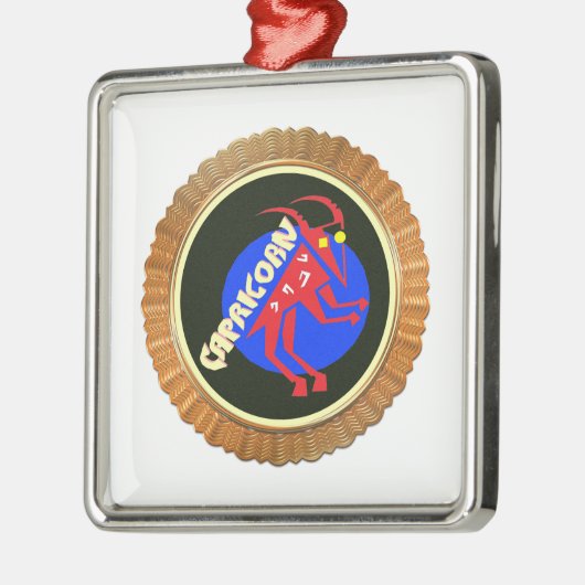 山羊座漫画〔占星術の〕十二宮図星占いデザイン メタルオーナメント (左)