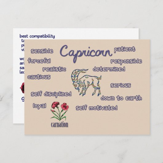 山羊座特性〔占星術の〕十二宮図カード ポストカード (正面/裏面)