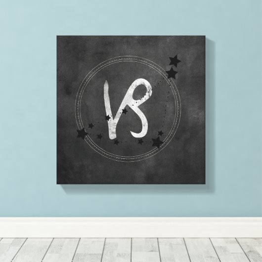 山羊座白黒〔占星術の〕十二宮図星座 キャンバスプリント (インサイチュ (ウッドフロア))