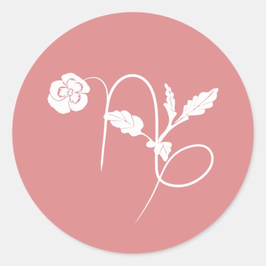 山羊座誕生フラワーパンジー〔占星術の〕十二宮図徴候 ラウンドシール (正面)