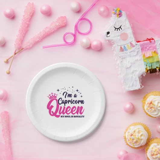 山羊座誕生日クイーン〔占星術の〕十二宮図サインソウルロイヤリティ ペーパープレート (パーティー)