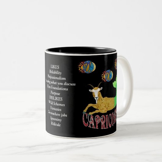 山羊座誕生標識〔占星術の〕十二宮図マグカップ ツートーンマグカップ (正面右)