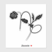 山羊座誕生花〔占星術の〕十二宮図標識エレガント黒 シール (シート)