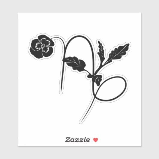 山羊座誕生花〔占星術の〕十二宮図標識エレガント黒 シール (シート)