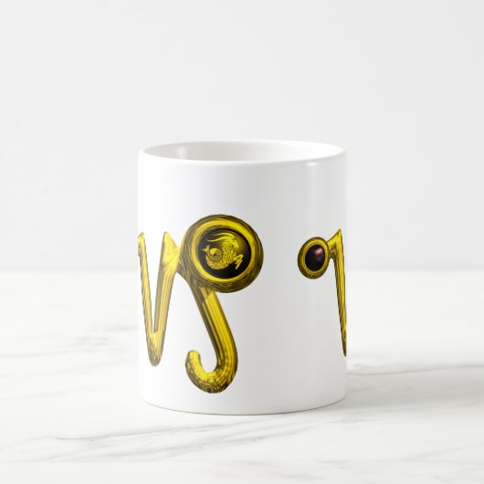 山羊座金ゴールド〔占星術の〕十二宮図標識ジュエル コーヒーマグカップ (中央)