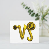 山羊座金ゴールド〔占星術の〕十二宮図誕生日ジュエル、ブラックオニキス ポストカード (スタンド正面)