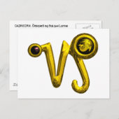 山羊座金ゴールド〔占星術の〕十二宮図誕生日ジュエル、ブラックオニキス ポストカード (正面/裏面)