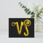 山羊座金ゴールド〔占星術の〕十二宮図誕生日ジュエル、ブラックオニキス ポストカード (スタンド正面)