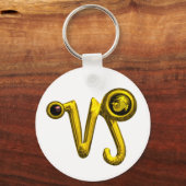 山羊座金ゴールド〔占星術の〕十二宮図誕生日宝石 キーホルダー (正面)