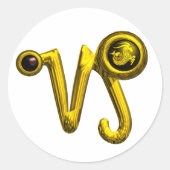 山羊座金ゴールド〔占星術の〕十二宮図誕生日標識宝石 ラウンドシール (正面)