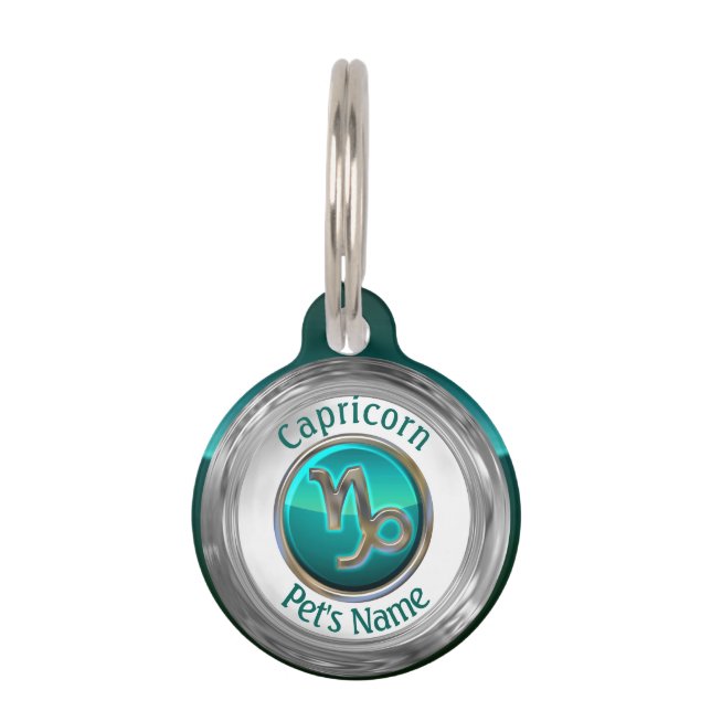 山羊座-ヤギの(占星術の)十二宮図の印 ペット　ネームタグ (正面)