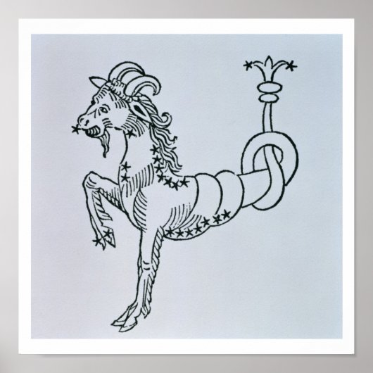 山羊座（ヤギ）と「ポー」からのイラストレーション ポスター (正面)
