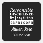 山羊座〔占星術の〕十二宮図おもしろい特性誕生日 スクエアシール (正面)