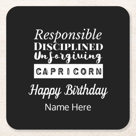 山羊座〔占星術の〕十二宮図おもしろい特性誕生日 スクエアペーパーコースター (正面)
