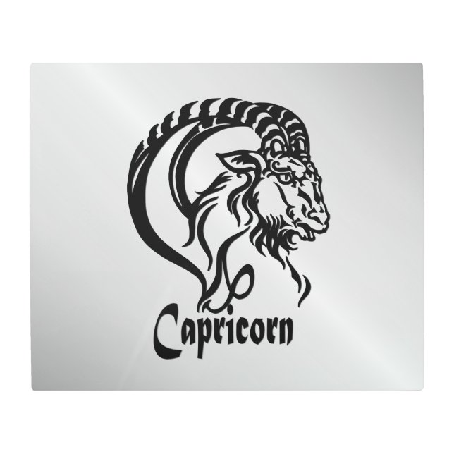 山羊座〔占星術の〕十二宮図のサインとシンボルメタルアート メタルプリント (正面)