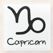 山羊座〔占星術の〕十二宮図のサインオンホワイトバックグラウンド ガラスコースター (正面)