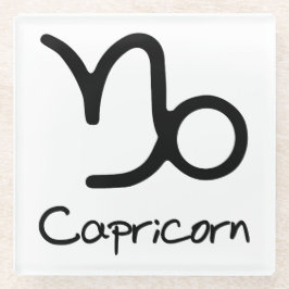 山羊座〔占星術の〕十二宮図のサインオンホワイトバックグラウンド ガラスコースター