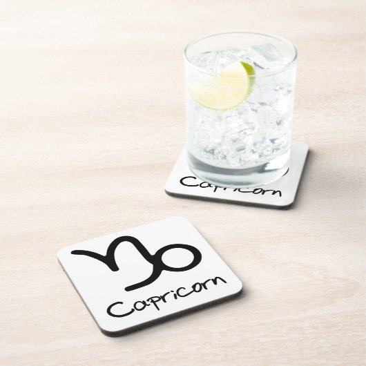 山羊座〔占星術の〕十二宮図のサインオンホワイトバックグラウンド コースター (右側)