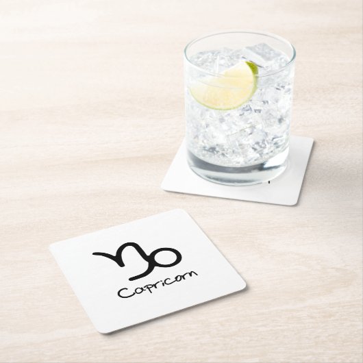 山羊座〔占星術の〕十二宮図のサインオンホワイトバックグラウンド スクエアペーパーコースター (インサイチュ)