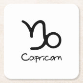 山羊座〔占星術の〕十二宮図のサインオンホワイトバックグラウンド スクエアペーパーコースター (正面)