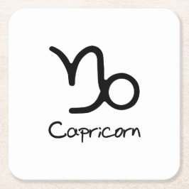 山羊座〔占星術の〕十二宮図のサインオンホワイトバックグラウンド スクエアペーパーコースター