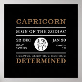 山羊座〔占星術の〕十二宮図のサイン占星術のポスター ポスター (正面)