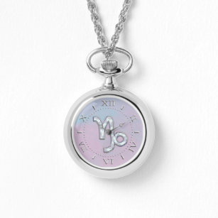 山羊座〔占星術の〕十二宮図のシンボル真珠ダイヤルの母 腕時計