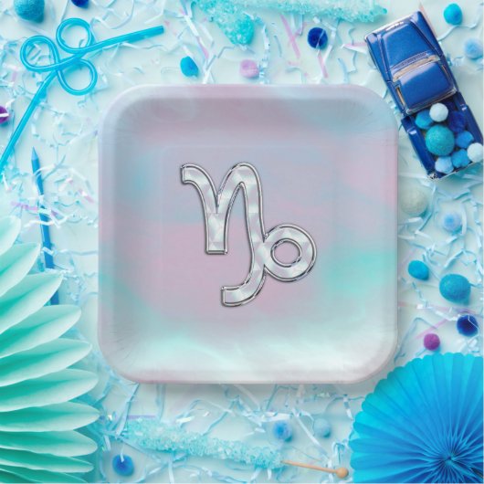 山羊座〔占星術の〕十二宮図のシンボル真珠デコールの母 ペーパープレート (パーティー)