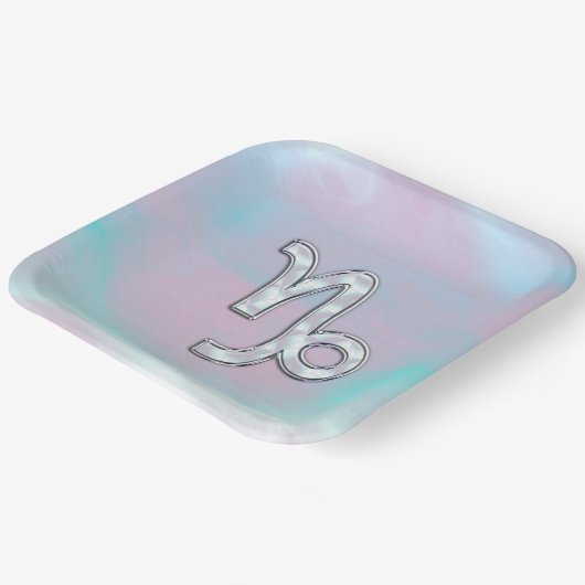 山羊座〔占星術の〕十二宮図のシンボル真珠デコールの母 ペーパープレート (傾斜あり)