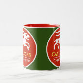 山羊座〔占星術の〕十二宮図の星印と所有者名 ツートーンマグカップ (中央)