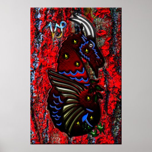 山羊座〔占星術の〕十二宮図アート ポスター (正面)