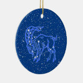 山羊座〔占星術の〕十二宮図サインと星オン深いブルーセラ セラミックオーナメント (右)