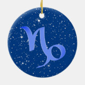 山羊座〔占星術の〕十二宮図サインと星オン深いブルーセラ セラミックオーナメント (裏面)