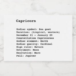 山羊座〔占星術の〕十二宮図サインアストロロジー誕生スター フードラベル