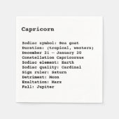 山羊座〔占星術の〕十二宮図サインアストロロジー誕生日紙 スタンダードカクテルナプキン (正面)