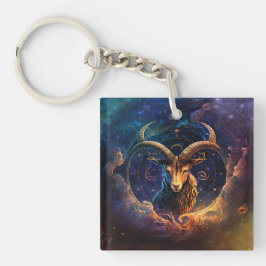 山羊座〔占星術の〕十二宮図サインウォーター色デザイン キーホルダー