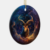 山羊座〔占星術の〕十二宮図サインウォーター色デザイン セラミックオーナメント (右)