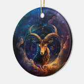 山羊座〔占星術の〕十二宮図サインウォーター色デザイン セラミックオーナメント (左)