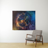 山羊座〔占星術の〕十二宮図サインウォーター色デザイン タペストリー (インサイチュ(横))