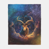 山羊座〔占星術の〕十二宮図サインウォーター色デザイン フリースブランケット (正面)