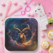 山羊座〔占星術の〕十二宮図サインウォーター色デザイン ペーパープレート (パーティー)